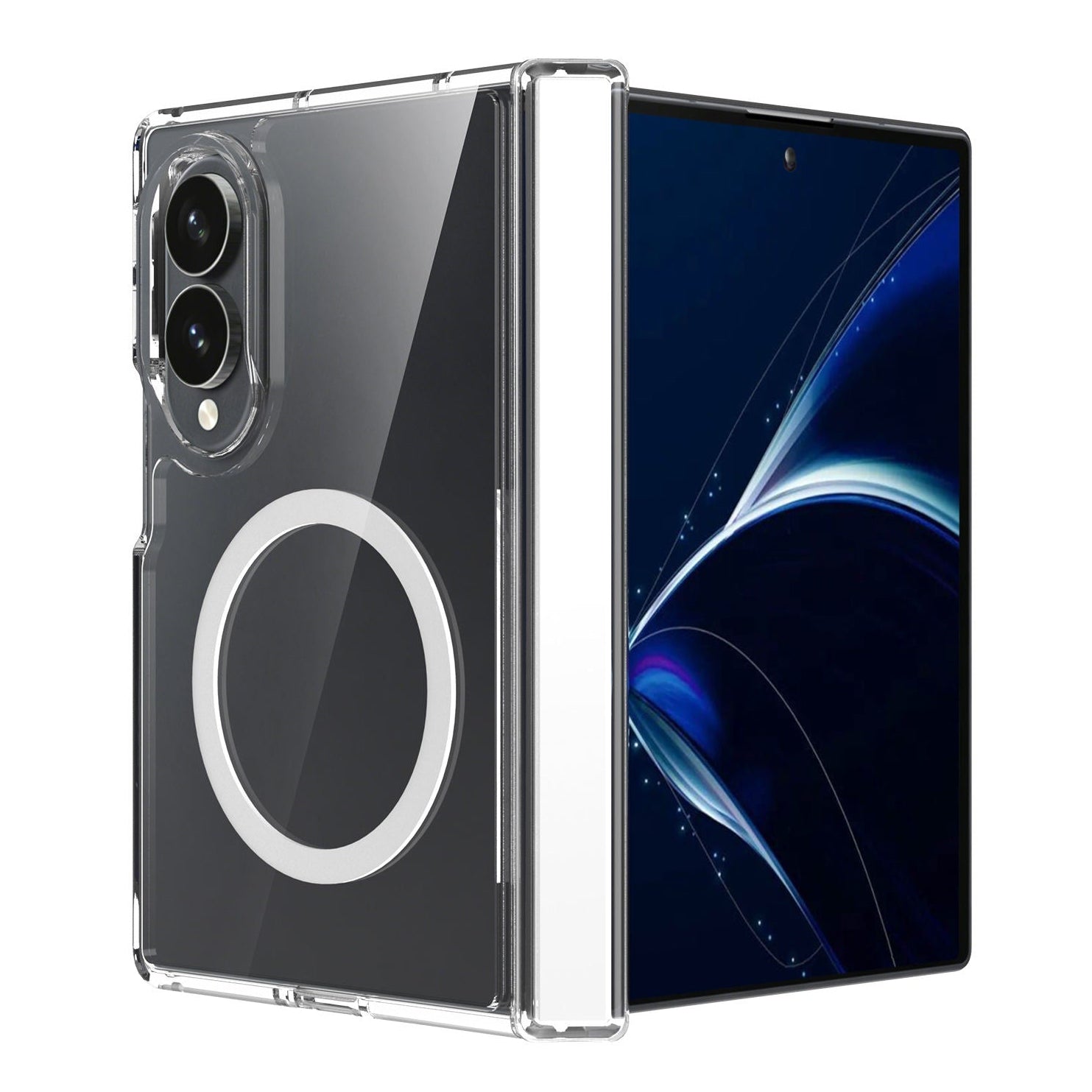 Samsung Z Fold8 Transparent Case, Cristal Clear Anti-Yellowing Magnetic Magsafe Case with Hinge Protection