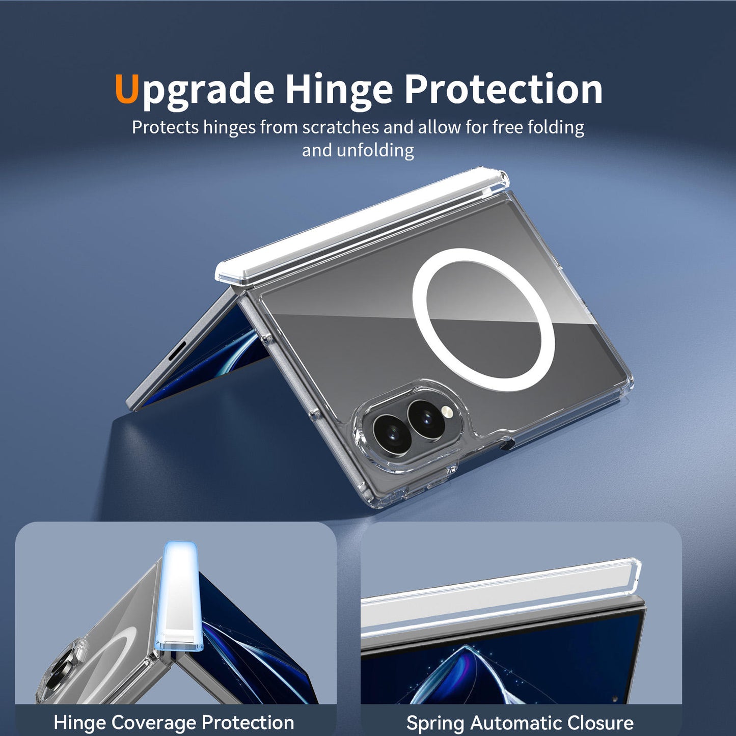 Samsung Z Fold8 Transparent Case, Cristal Clear Anti-Yellowing Magnetic Magsafe Case with Hinge Protection