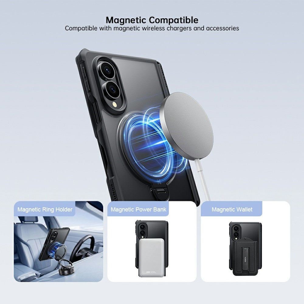 Samsung Z Fold8 XUNDO Shockproof Cover, Corner Airbag Dual Axis with Hinge Protection, Magsafe, 360° Metal Ring