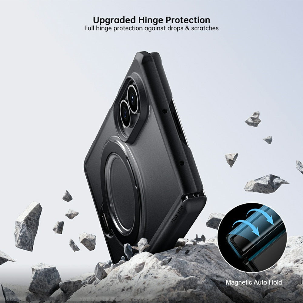Samsung Z Fold8 XUNDO Shockproof Cover, Corner Airbag Dual Axis with Hinge Protection, Magsafe, 360° Metal Ring