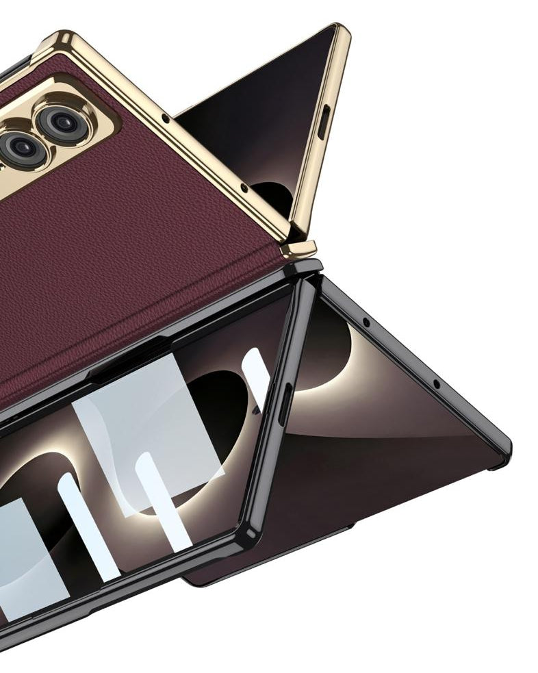 Samsung Z Fold8 GKK Luxury Platinum Series Leather Cover with Kickstand and inbuilt Front Glass - Titanium
