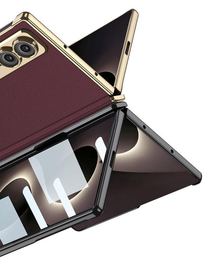 Samsung Z Fold8 GKK Luxury Platinum Series Leather Cover with Kickstand and inbuilt Front Glass - Titanium
