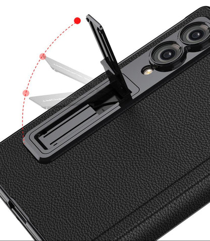 Samsung Z Fold8 GKK Luxury Platinum Series Leather Cover with Kickstand and inbuilt Front Glass - Black