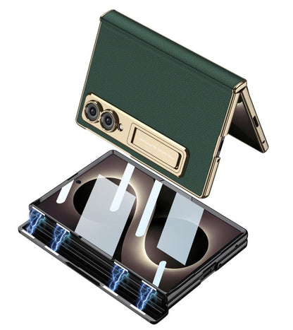 Samsung Z Fold8 GKK Luxury Platinum Series Leather Cover with Kickstand and inbuilt Front Glass - Green