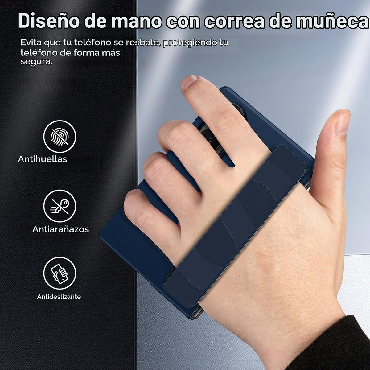 Samsung Z Fold8 Hard PC Matte Finish Ultra Thin Cover with Wrist Band - Black