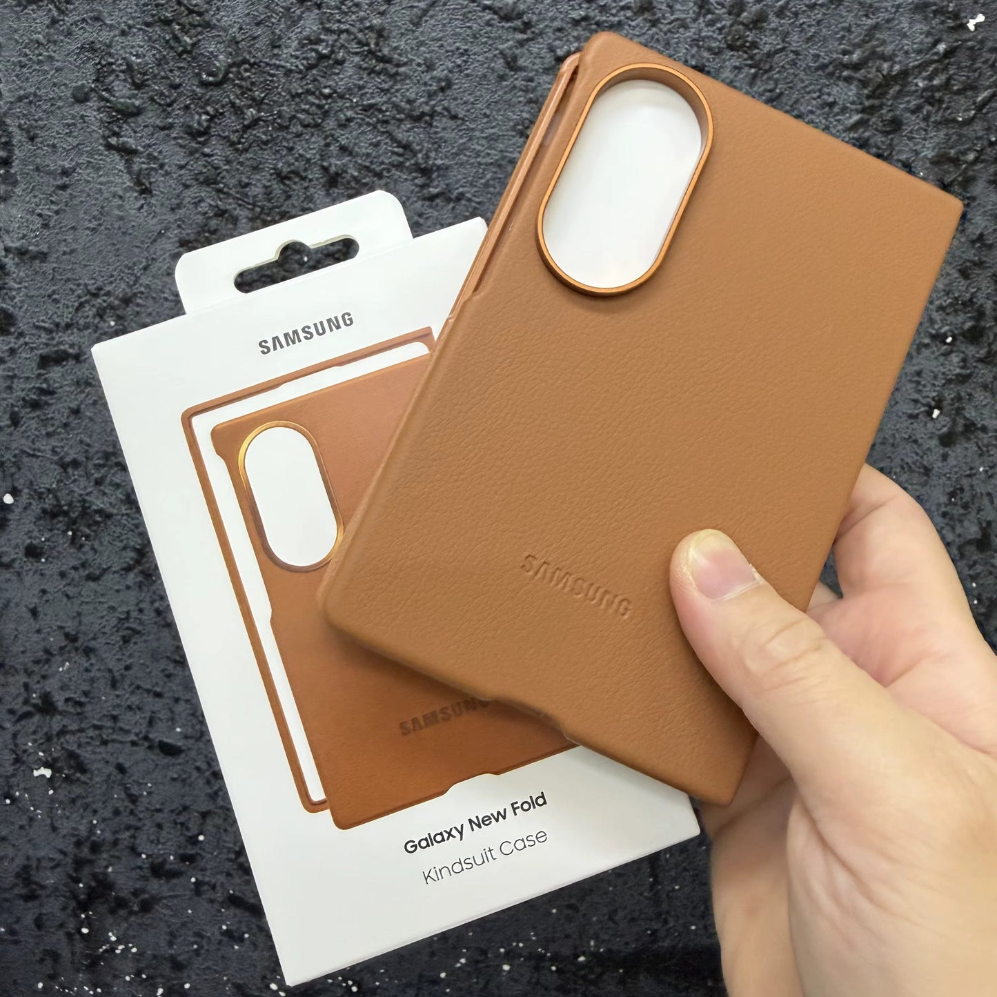 Samsung Z Fold8 Leather Case, Kindsuit Slim Leather Back Cover - Brown