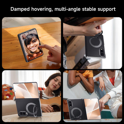 Samsung Fold8 SULADA Top Grain Leather Case Hinge Cover with Magsafe & Kickstand - Black (Only Back)