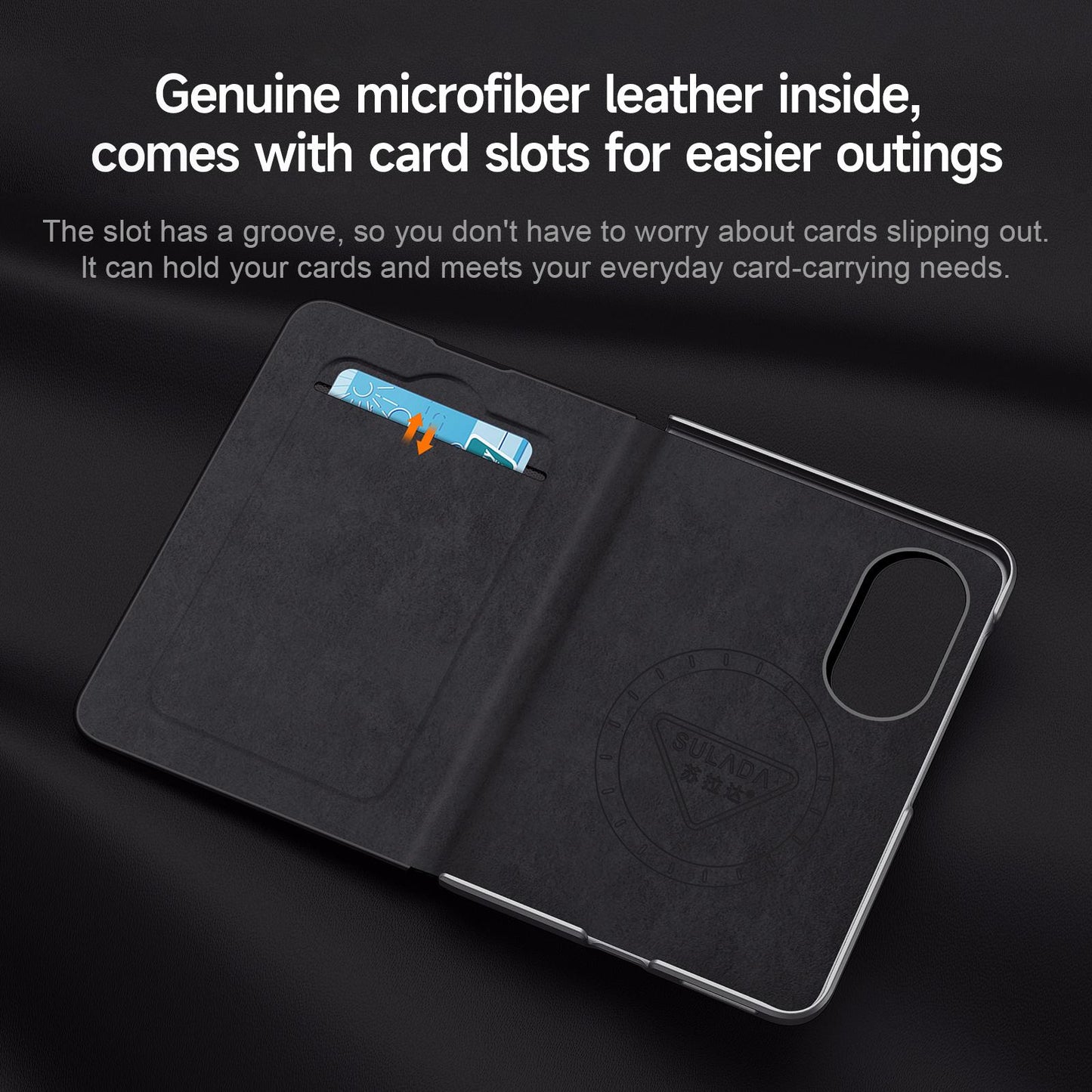 Samsung Z Fold8 SULADA Leather Case, S-View Window Magnetic Ring Holder Kickstand Cover with Magsafe - Brown