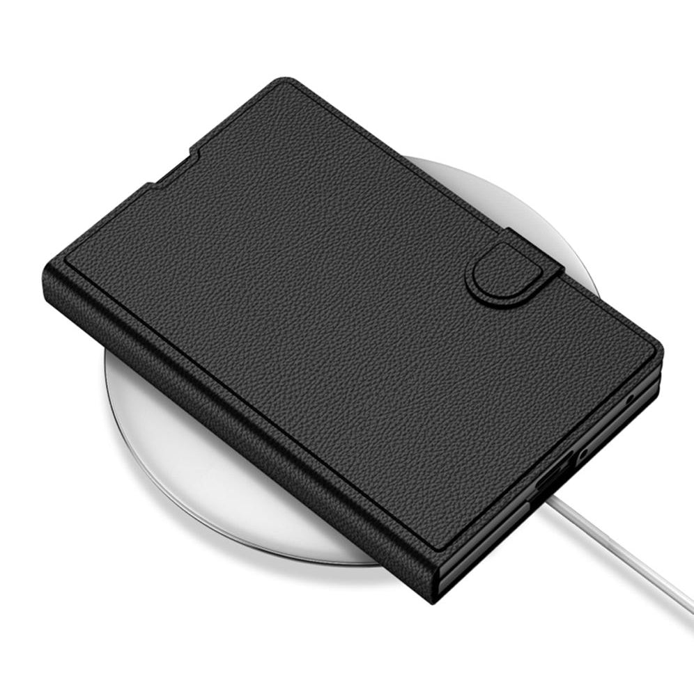 Samsung Z Fold8 GKK Leather Flip Case, Card Slot, Inbuild Front Glass with Kickstand - Black