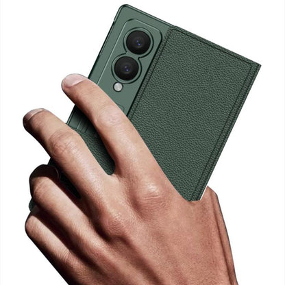 Samsung Z Fold8 GKK Leather Flip Case, Card Slot, Inbuild Front Glass with Kickstand - Green