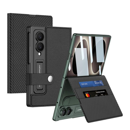 Samsung Z Fold8 GKK Leather Flip Case, Card Slot, Inbuild Front Glass with Kickstand - Green