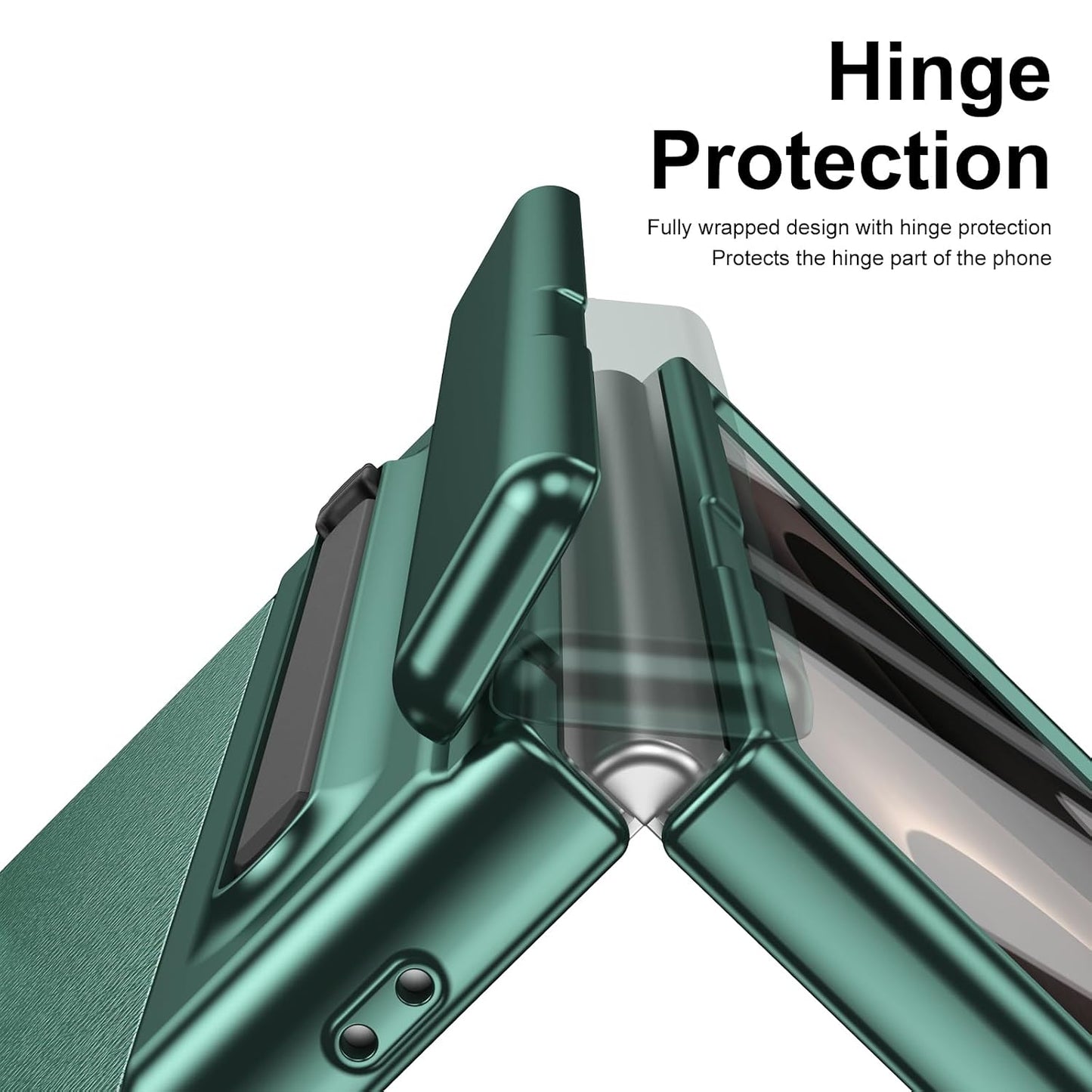 Samsung Z Fold8 Leather Case, Electroplating S Pen Case with Hinge Protection - Green