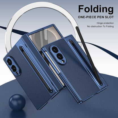 Samsung Z Fold8 Leather Case, Electroplating S Pen Case with Hinge Protection - Blue