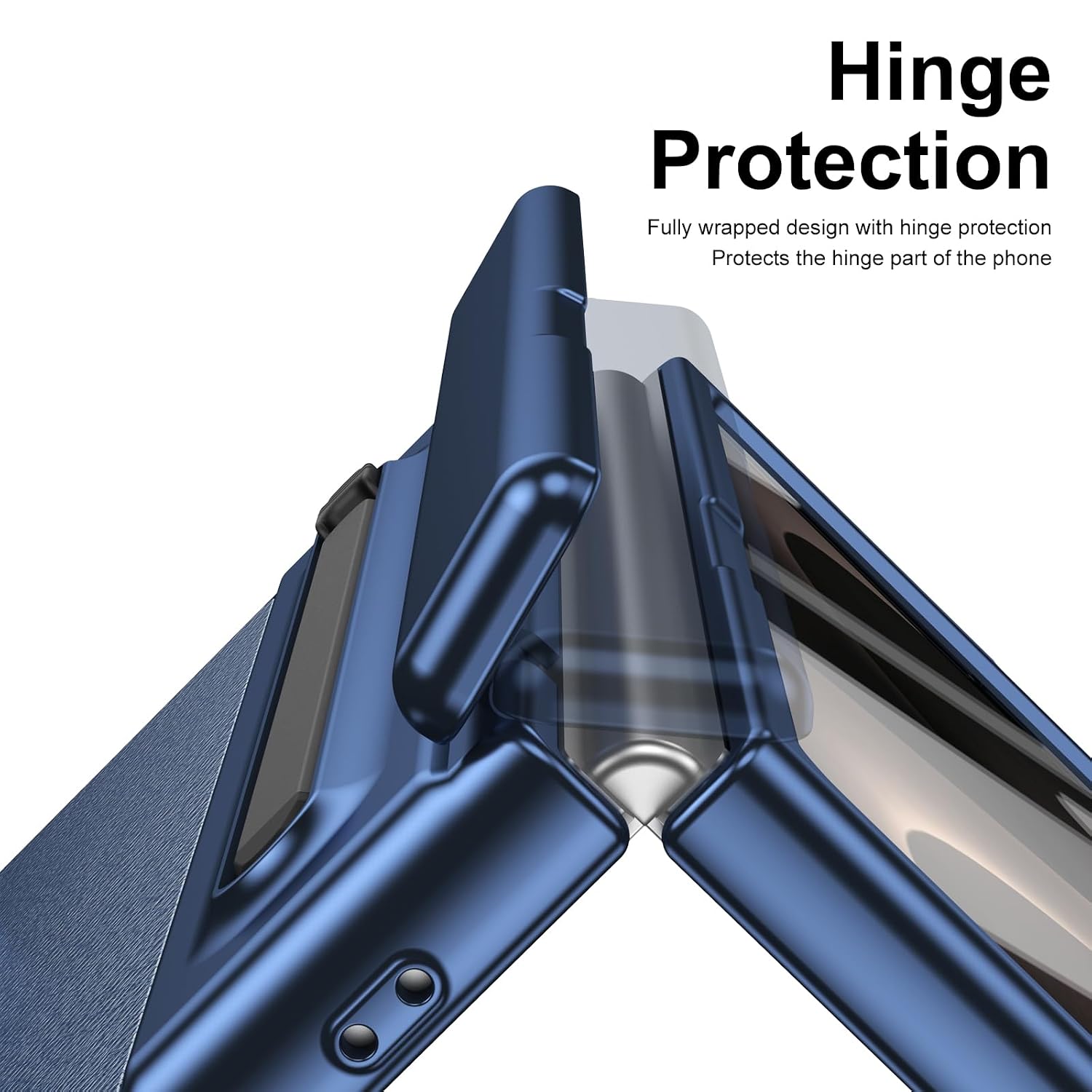 Samsung Z Fold8 Leather Case, Electroplating S Pen Case with Hinge Protection - Blue