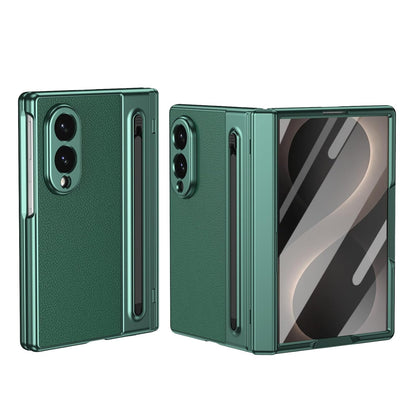Samsung Z Fold8 Leather Case, Electroplating S Pen Case with Hinge Protection - Green