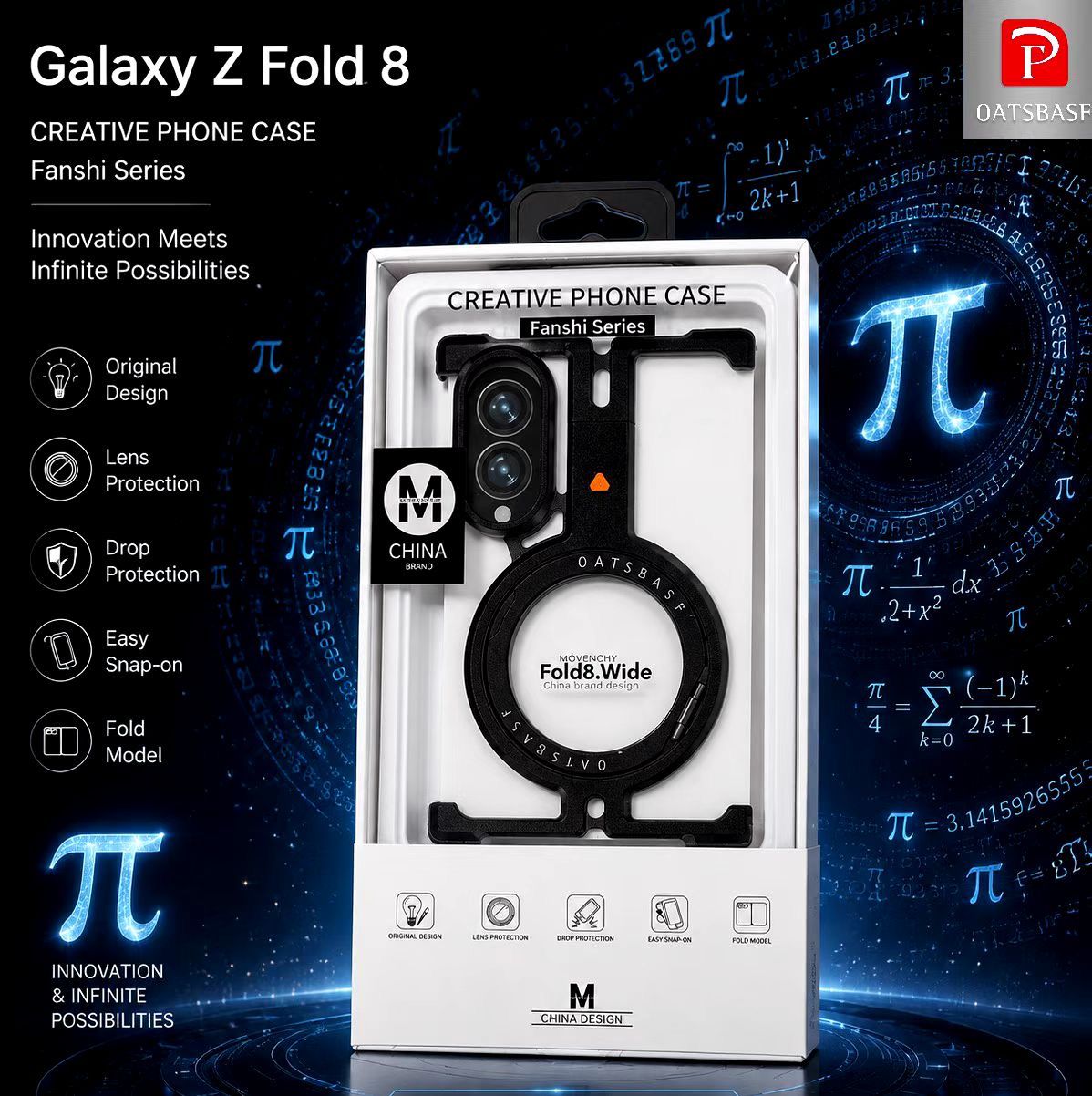 Samsung Z Fold8 Metal Case, Frameless T Shape Aluminum Alloy 360° Magnetic Rotating Ring with Magsafe - Black