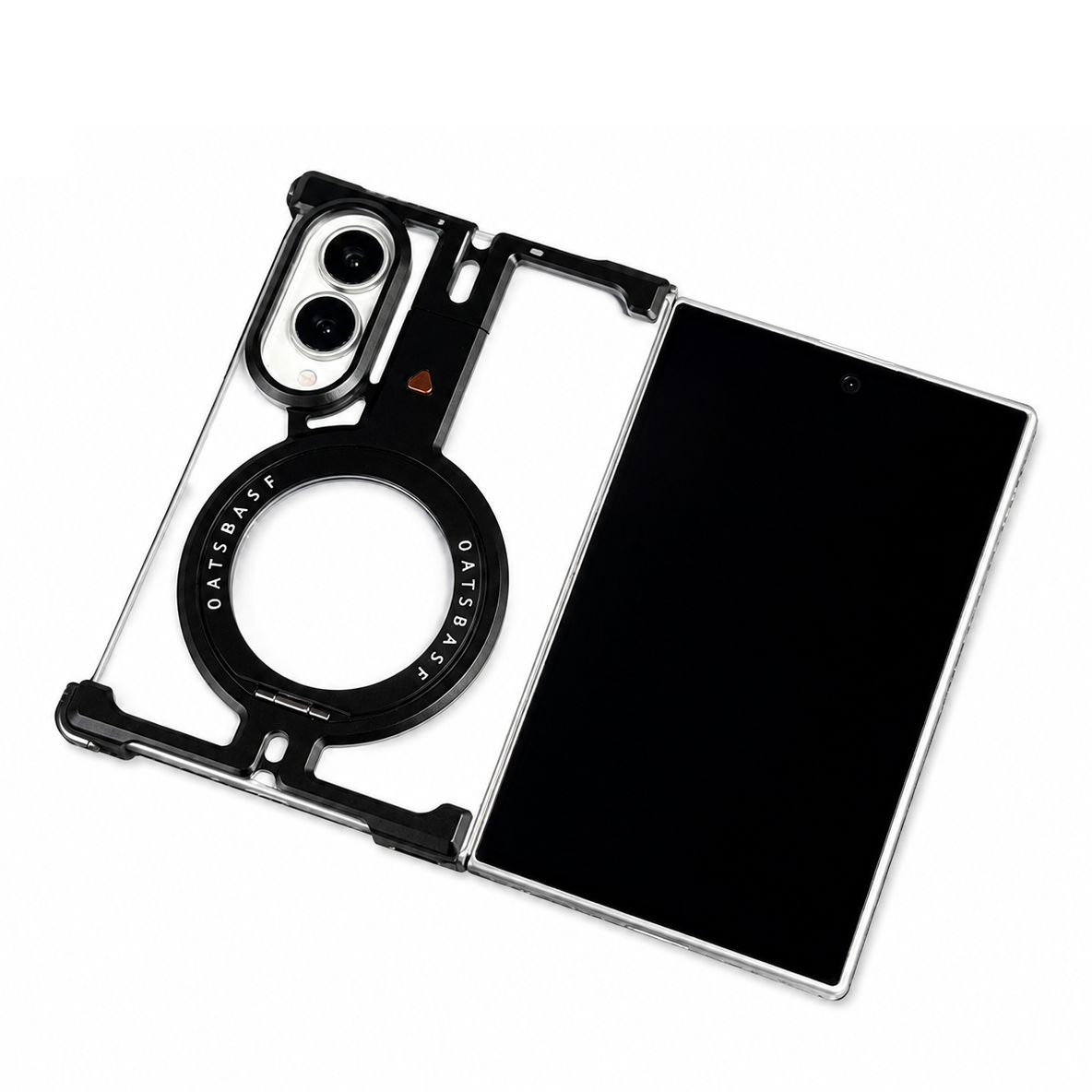 Samsung Z Fold8 Metal Case, Frameless T Shape Aluminum Alloy 360° Magnetic Rotating Ring with Magsafe - Black
