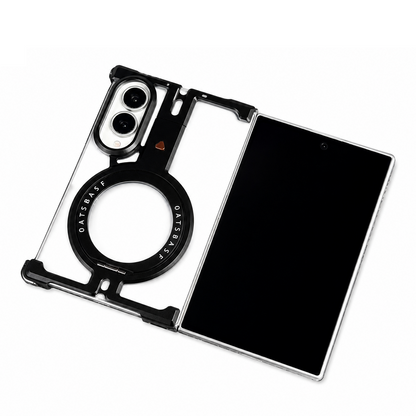 Samsung Z Fold8 Metal Case, Frameless T Shape Aluminum Alloy 360° Magnetic Rotating Ring with Magsafe - Black