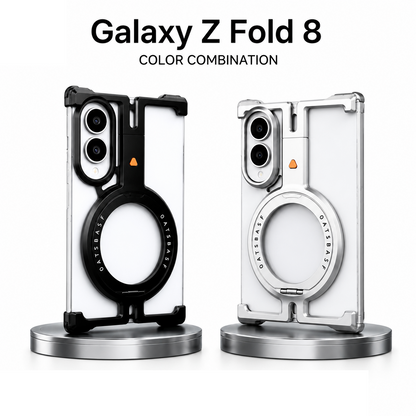 Samsung Z Fold8 Metal Case, Frameless T Shape Aluminum Alloy 360° Magnetic Rotating Ring with Magsafe - Titanium Grey