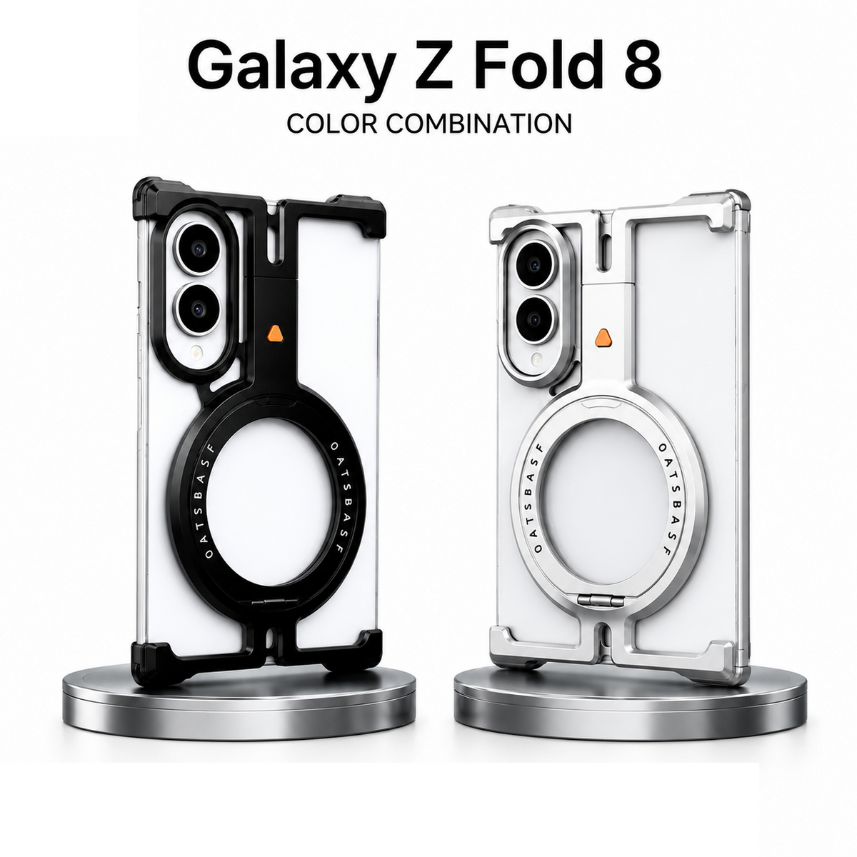 Samsung Z Fold8 Metal Case, Frameless T Shape Aluminum Alloy 360° Magnetic Rotating Ring with Magsafe - Black