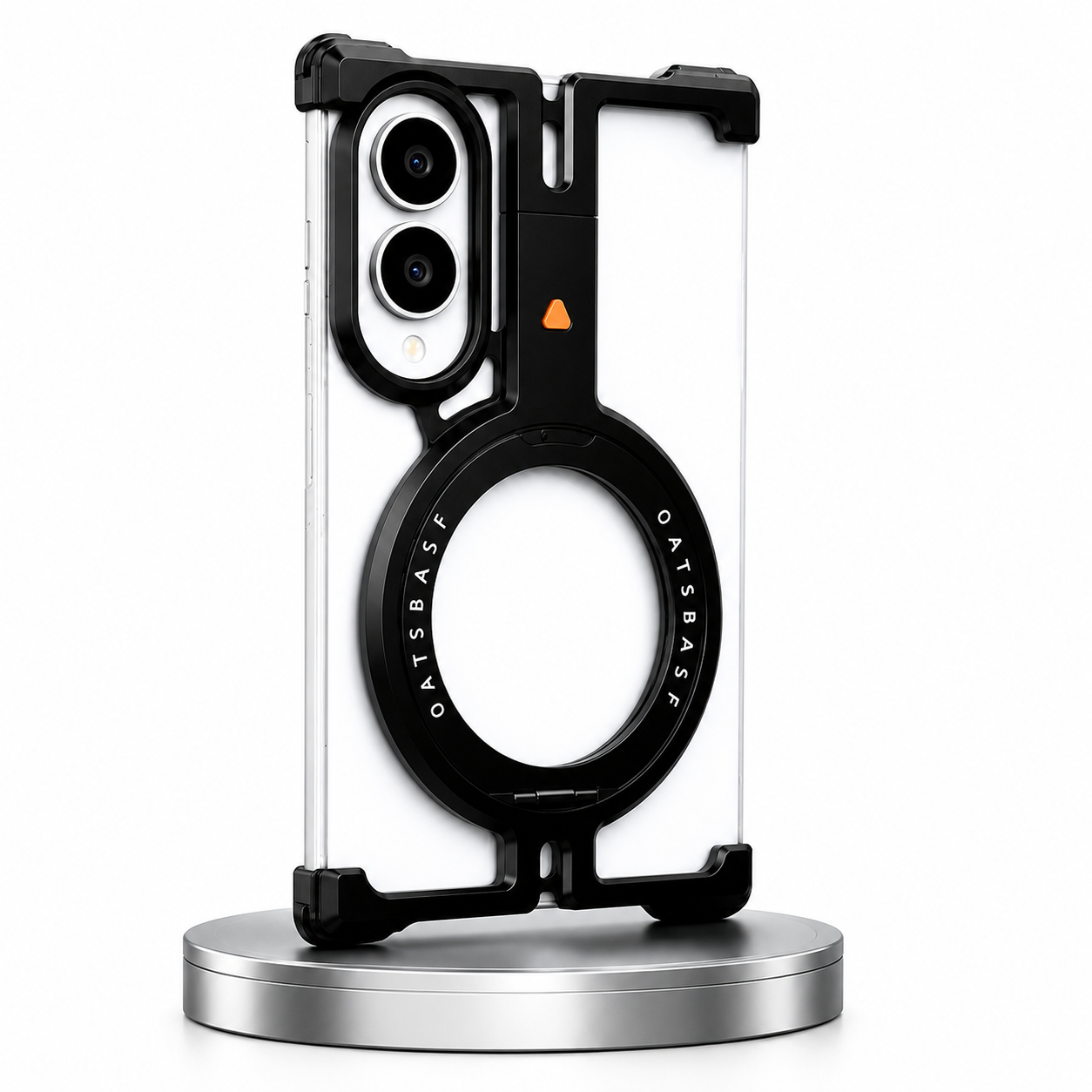 Samsung Z Fold8 Metal Case, Frameless T Shape Aluminum Alloy 360° Magnetic Rotating Ring with Magsafe - Black