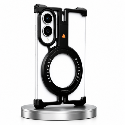 Samsung Z Fold8 Metal Case, Frameless T Shape Aluminum Alloy 360° Magnetic Rotating Ring with Magsafe - Black