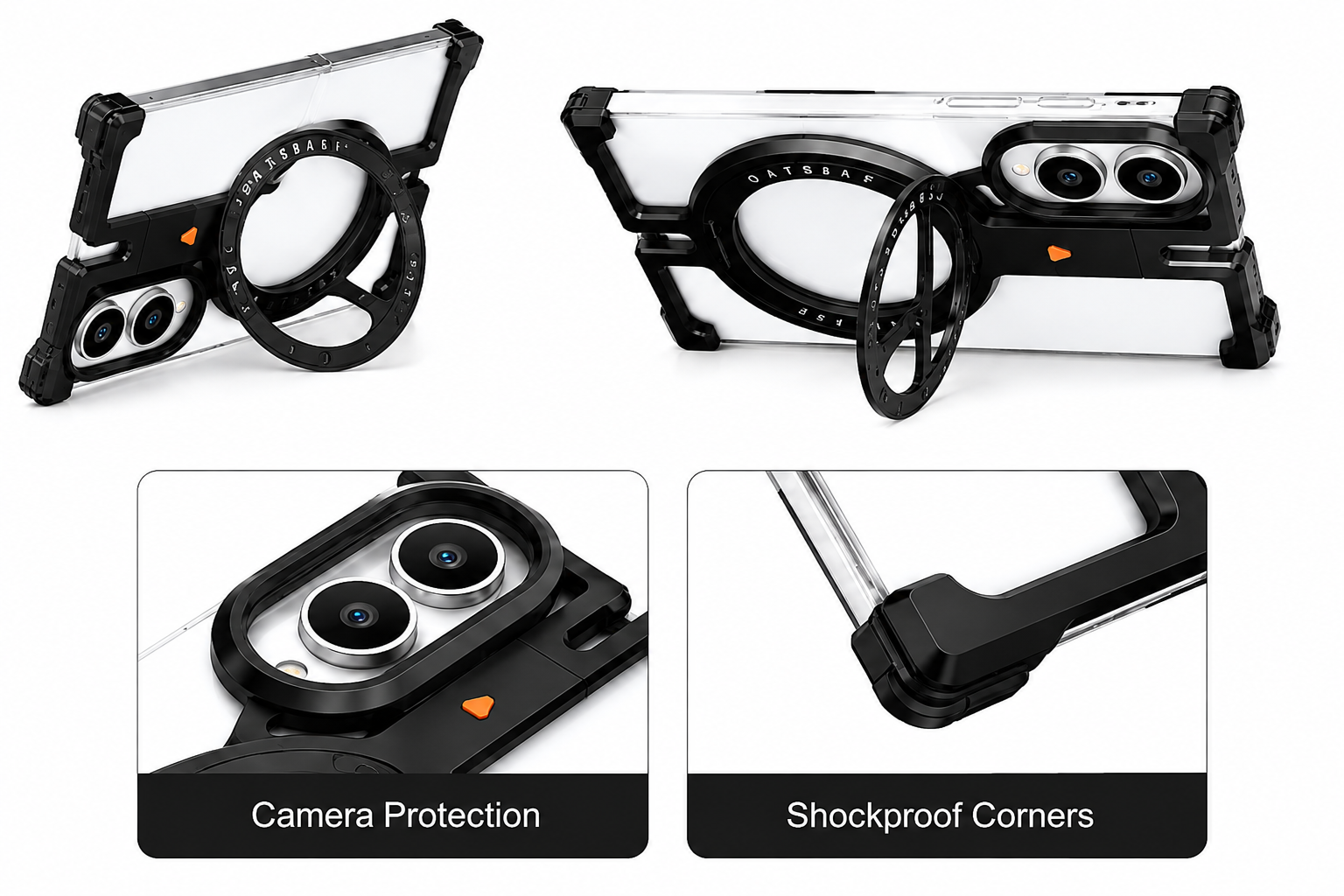 Samsung Z Fold8 Metal Case, Frameless T Shape Aluminum Alloy 360° Magnetic Rotating Ring with Magsafe - Black