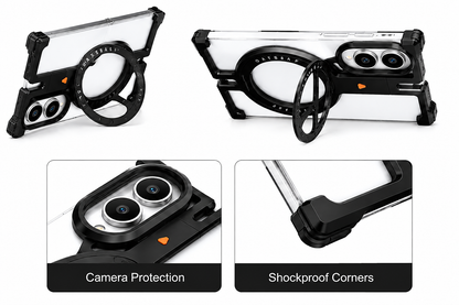 Samsung Z Fold8 Metal Case, Frameless T Shape Aluminum Alloy 360° Magnetic Rotating Ring with Magsafe - Black