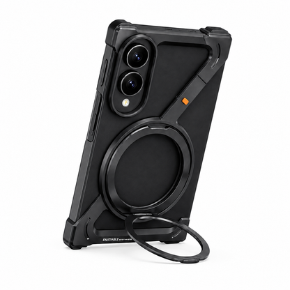 Samsung Z Fold8 Metal Case, Frameless Z Shape Aluminum Alloy 360° Magnetic Rotating Ring with Magsafe - Black