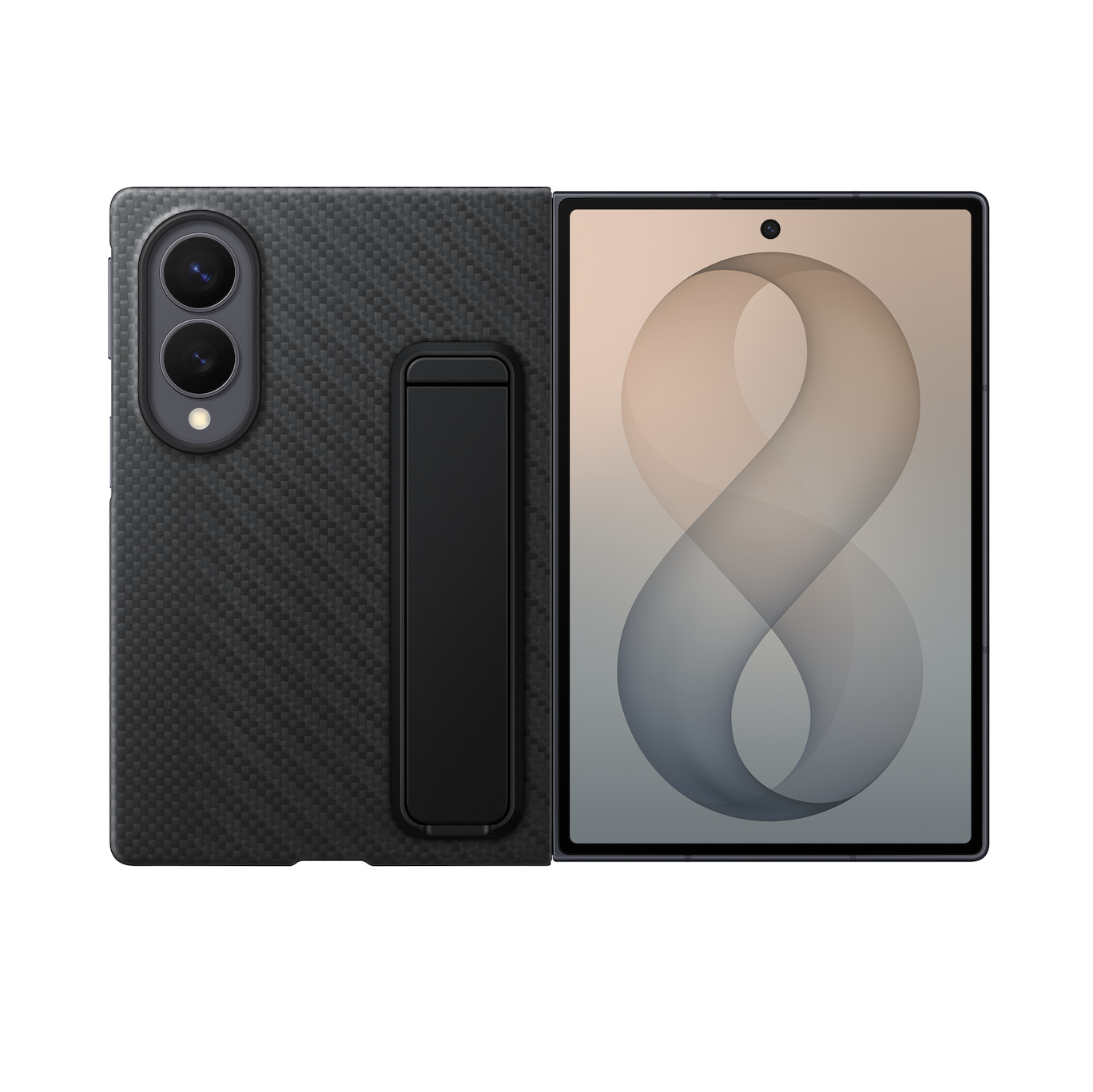 Samsung Z Fold8 Carbon Standing Case, 0.8mm Slim Carbon Fiber Cover with Magsafe and Kickstand - Black