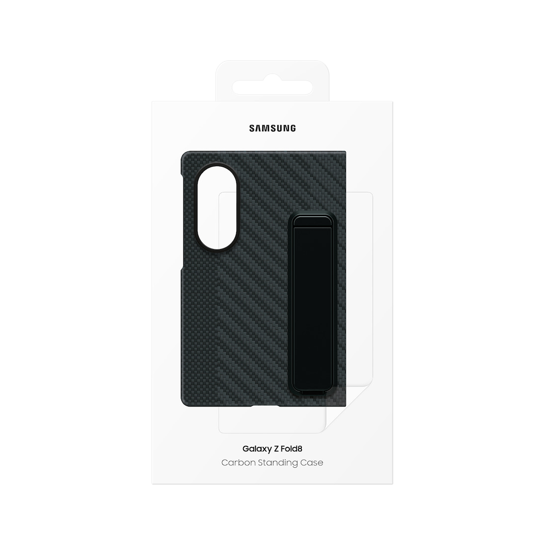 Samsung Z Fold8 Carbon Standing Case, 0.8mm Slim Carbon Fiber Cover with Magsafe and Kickstand - Black