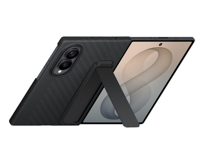 Samsung Z Fold8 Carbon Standing Case, 0.8mm Slim Carbon Fiber Cover with Magsafe and Kickstand - Black