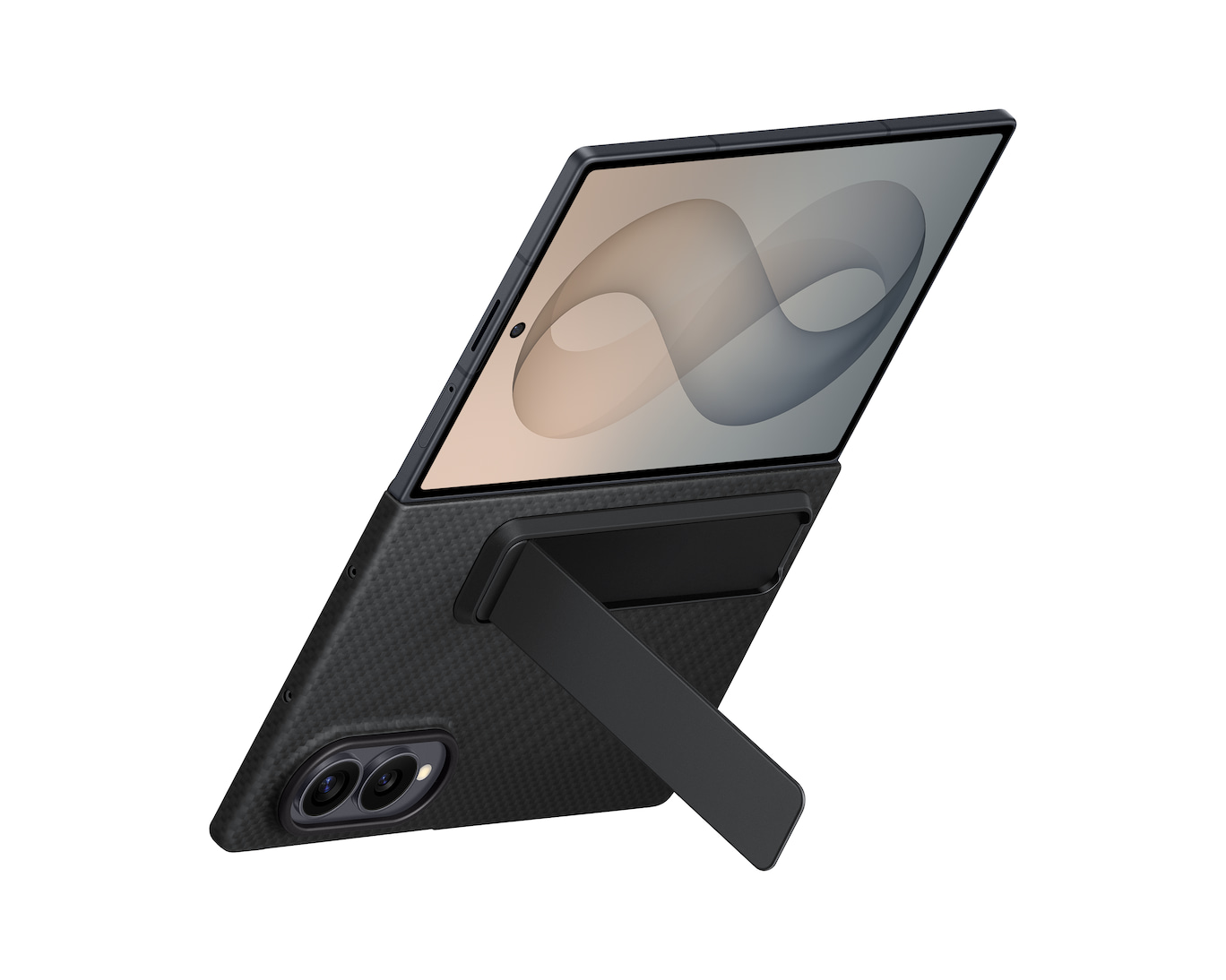 Samsung Z Fold8 Carbon Standing Case, 0.8mm Slim Carbon Fiber Cover with Magsafe and Kickstand - Black