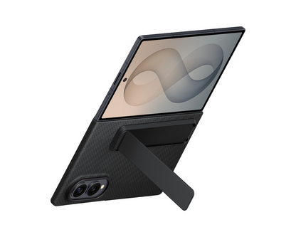 Samsung Z Fold8 Carbon Standing Case, 0.8mm Slim Carbon Fiber Cover with Magsafe and Kickstand - Black