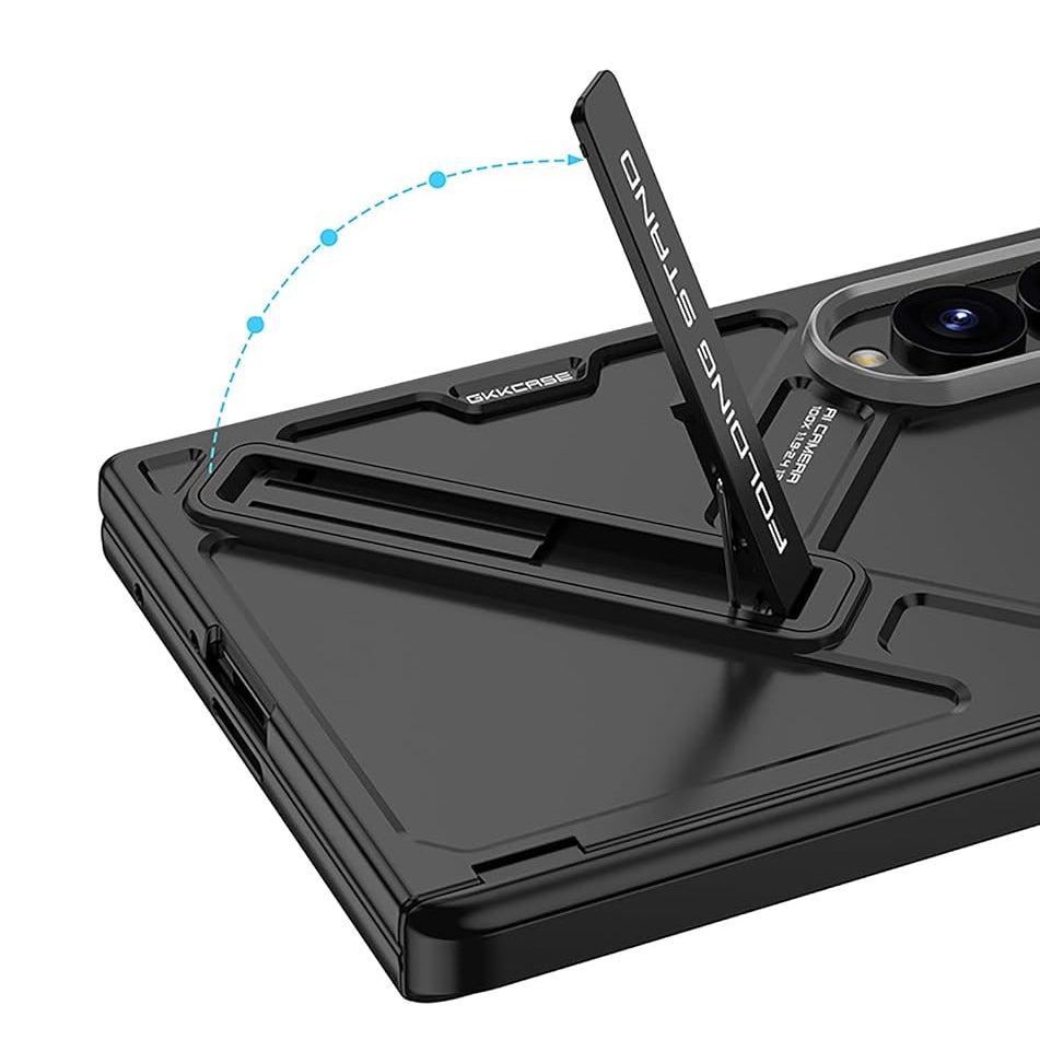 Samsung Z Fold8 GKk Hard PC Integrated Kickstand Case Inbuilt Tempered Glass with Hinge Protection - Black