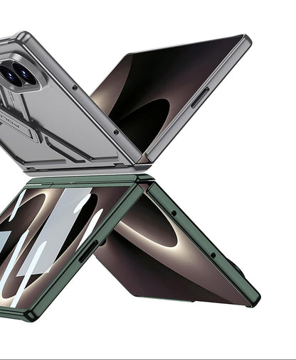 Samsung Z Fold8 GKk Hard PC Integrated Kickstand Case Inbuilt Tempered Glass with Hinge Protection - Titanium