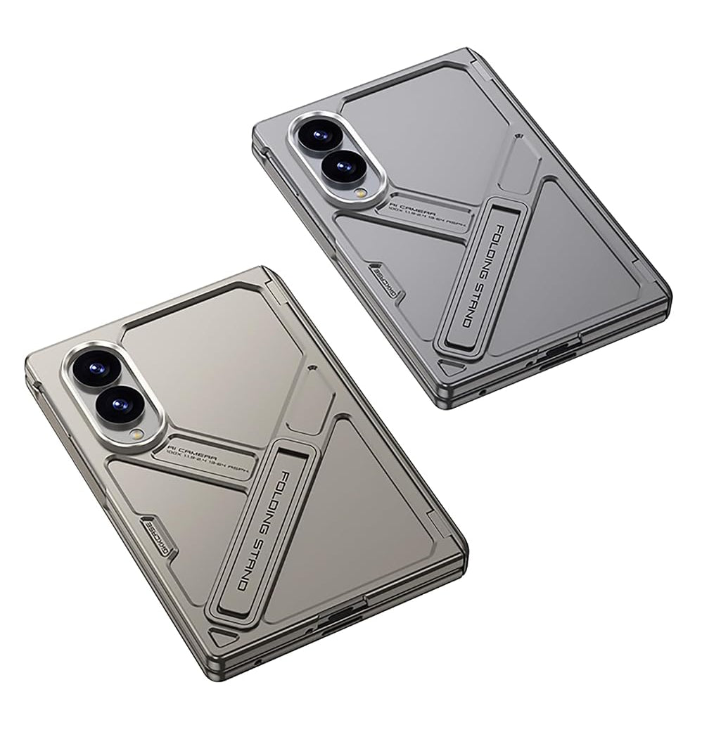 Samsung Z Fold8 GKk Hard PC Integrated Kickstand Case Inbuilt Tempered Glass with Hinge Protection - Titanium