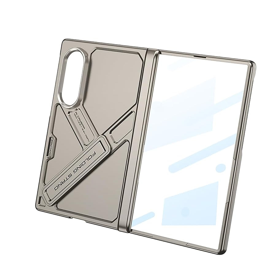 Samsung Z Fold8 GKk Hard PC Integrated Kickstand Case Inbuilt Tempered Glass with Hinge Protection - Titanium