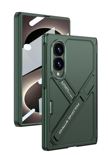 Samsung Z Fold8 GKk Hard PC Integrated Kickstand Case Inbuilt Tempered Glass with Hinge Protection - Green