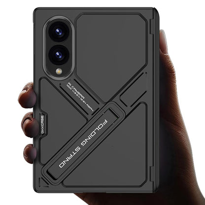 Samsung Z Fold8 GKk Hard PC Integrated Kickstand Case Inbuilt Tempered Glass with Hinge Protection - Black
