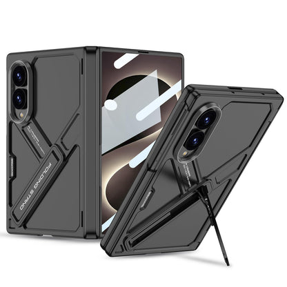 Samsung Z Fold8 GKk Hard PC Integrated Kickstand Case Inbuilt Tempered Glass with Hinge Protection - Black