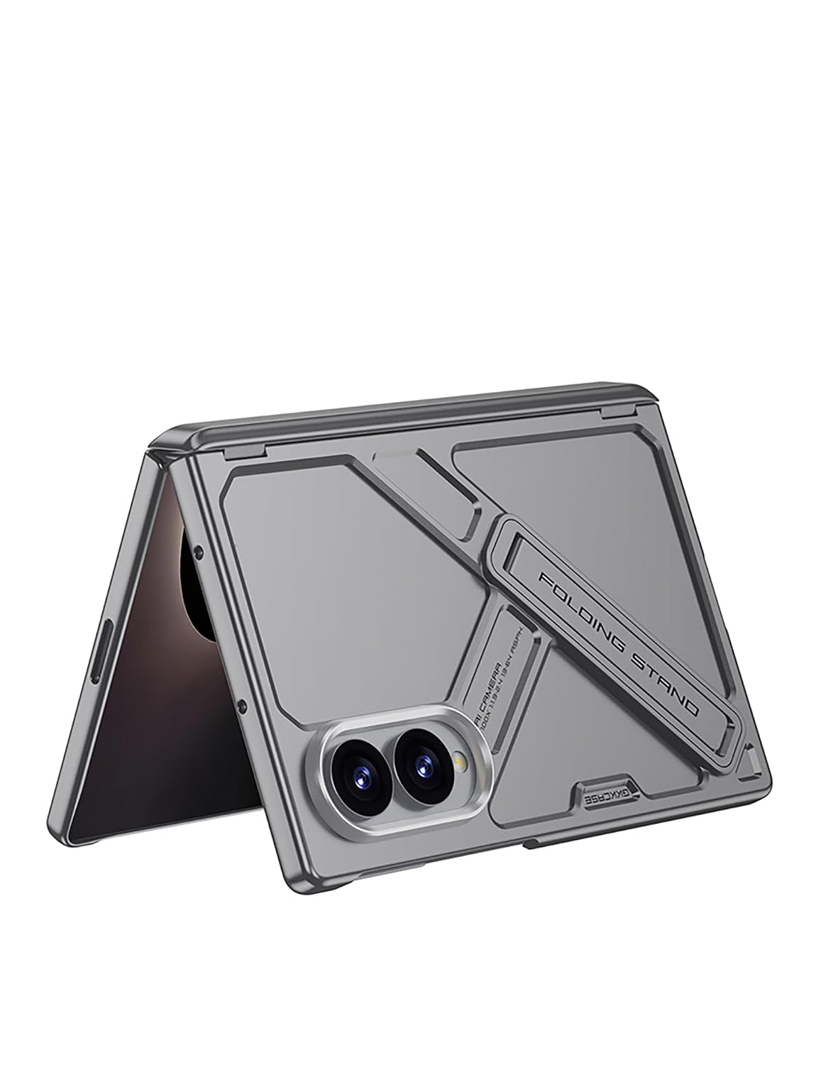Samsung Z Fold8 GKk Hard PC Integrated Kickstand Case Inbuilt Tempered Glass with Hinge Protection - Grey