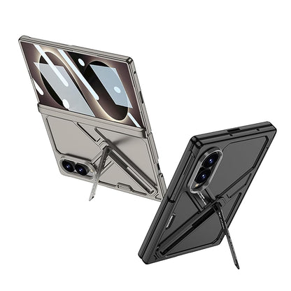 Samsung Z Fold8 GKk Hard PC Integrated Kickstand Case Inbuilt Tempered Glass with Hinge Protection - Grey