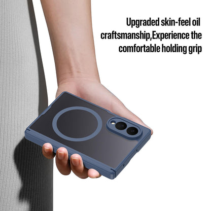 Samsung Z Fold8 Skin Feel Smoke, Dual Central Axis Magsafe Case with Hinge Protection - Blue