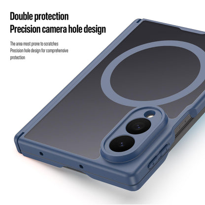Samsung Z Fold8 Skin Feel Smoke, Dual Central Axis Magsafe Case with Hinge Protection - Blue