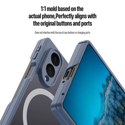 Samsung Z Fold8 Skin Feel Smoke, Dual Central Axis Magsafe Case with Hinge Protection - Blue