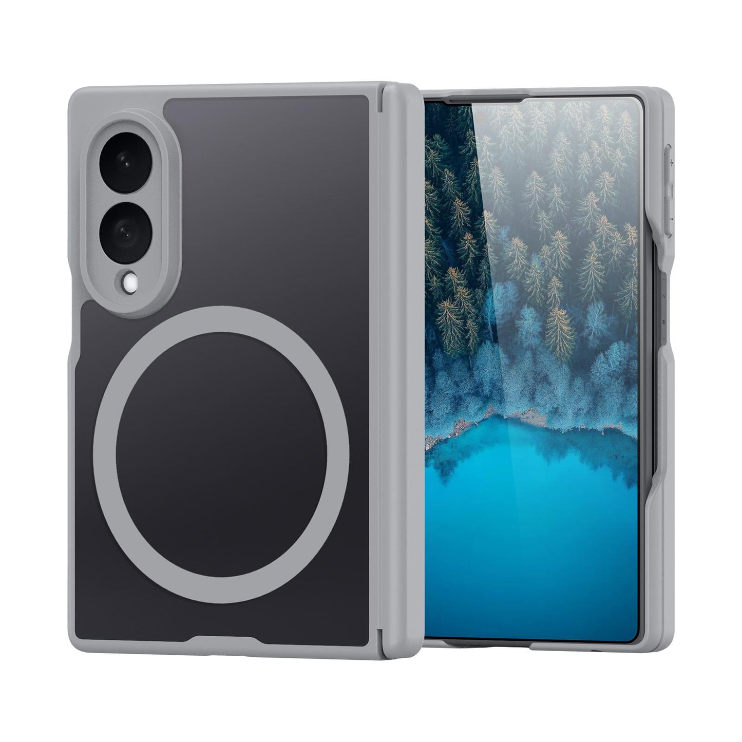 Samsung Z Fold8 Skin Feel Smoke, Dual Central Axis Magsafe Case with Hinge Protection - Grey (Copy)