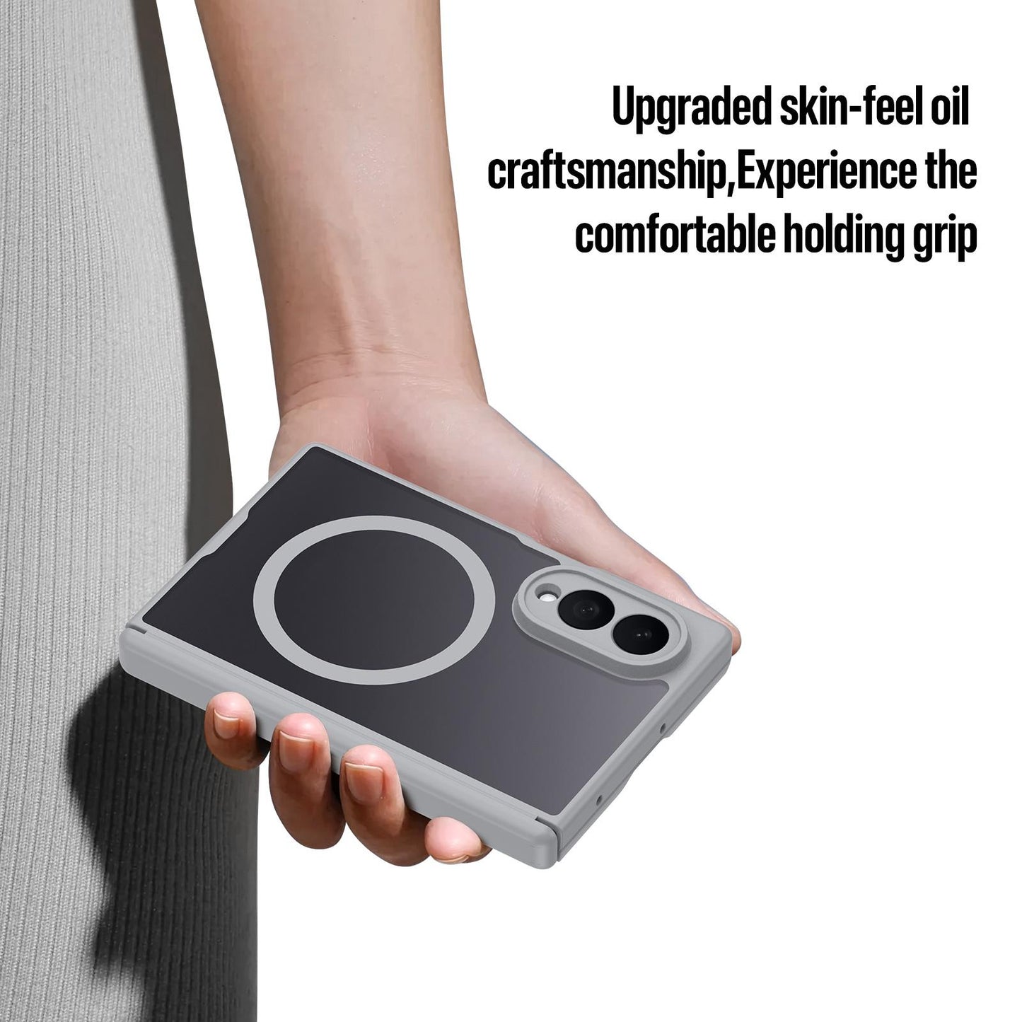 Samsung Z Fold8 Skin Feel Smoke, Dual Central Axis Magsafe Case with Hinge Protection - Grey (Copy)