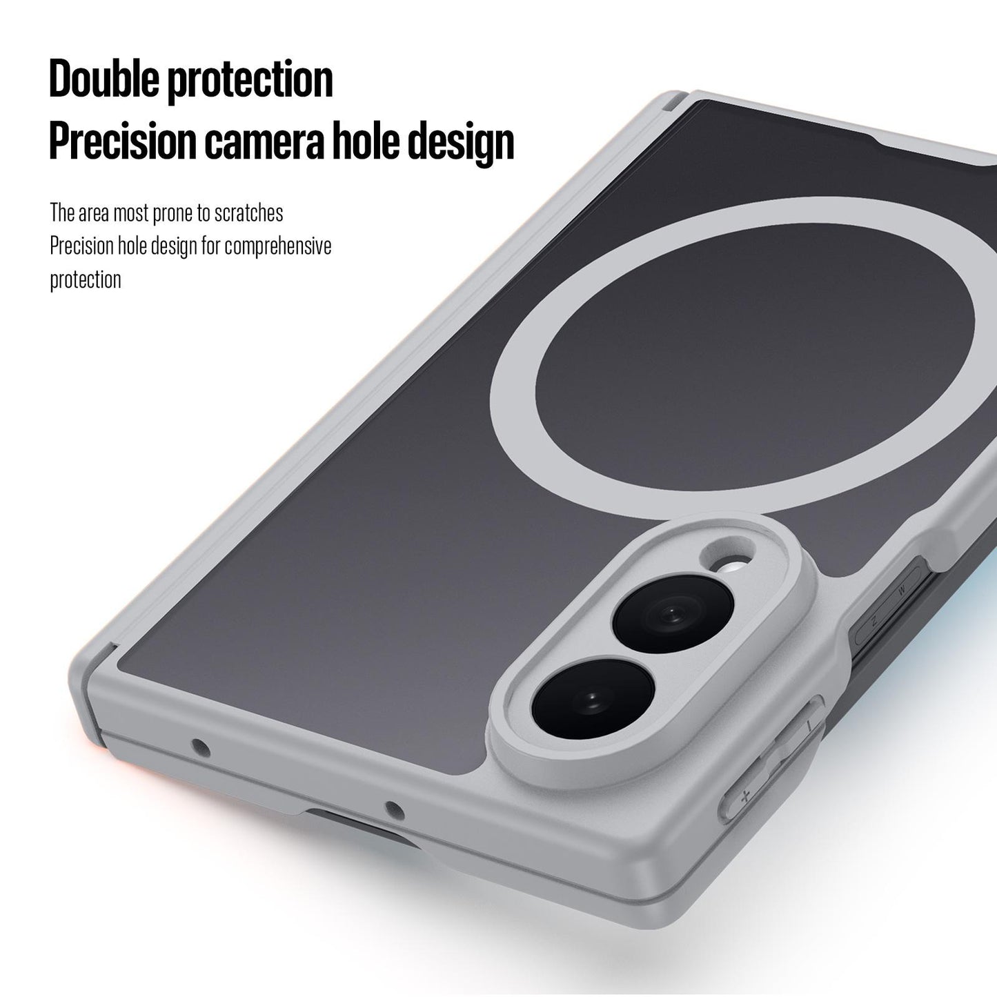 Samsung Z Fold8 Skin Feel Smoke, Dual Central Axis Magsafe Case with Hinge Protection - Grey (Copy)
