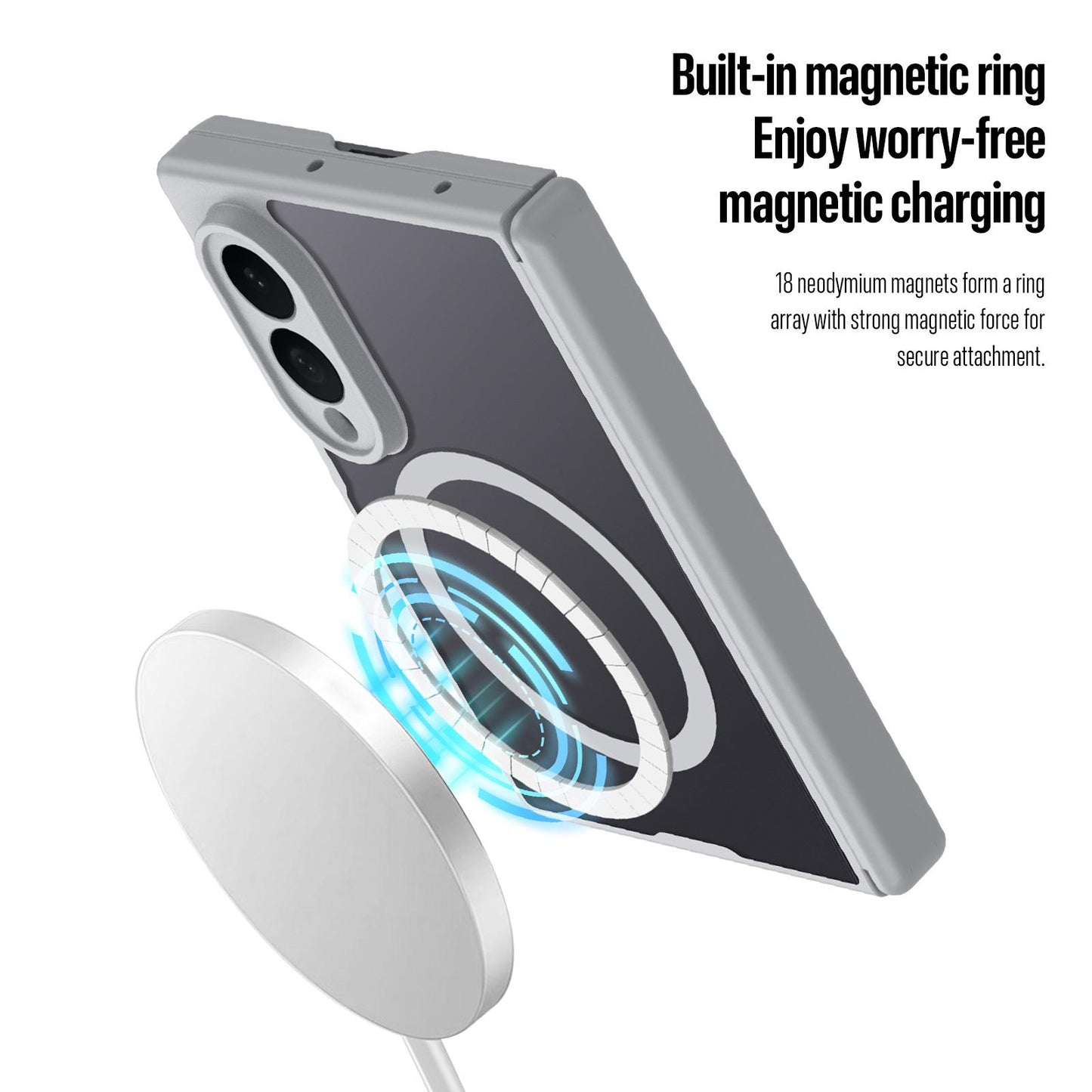 Samsung Z Fold8 Skin Feel Smoke, Dual Central Axis Magsafe Case with Hinge Protection - Grey (Copy)